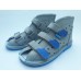 DANIEL kapcie, buty rehabilitacyjno - profilaktyczne dla dzieci - jasno - szare lico, niebieskie końcówki, faktura a'la krateczka